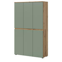 MEHRZWECKSCHRANK grün, Evoke Eiche 105 x 175 cm, Stauraumschrank 6-türig mit 18 Fächern - Eichefarben/Schwarz, Holzwerkstoff/Kunststoff (105/175/37cm) - Inn.Furn