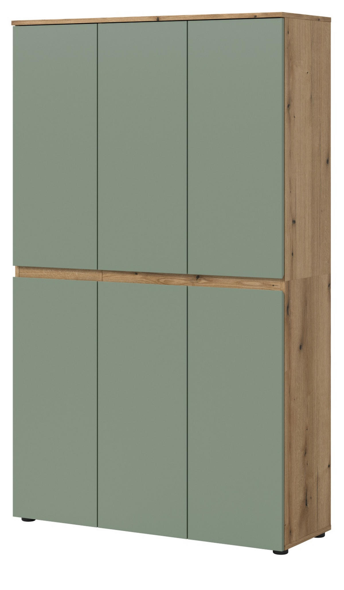 MEHRZWECKSCHRANK grün, Evoke Eiche 105 x 175 cm, Stauraumschrank 6-türig mit 18 Fächern - Eichefarben/Schwarz, Holzwerkstoff/Kunststoff (105/175/37cm) - Inn.Furn