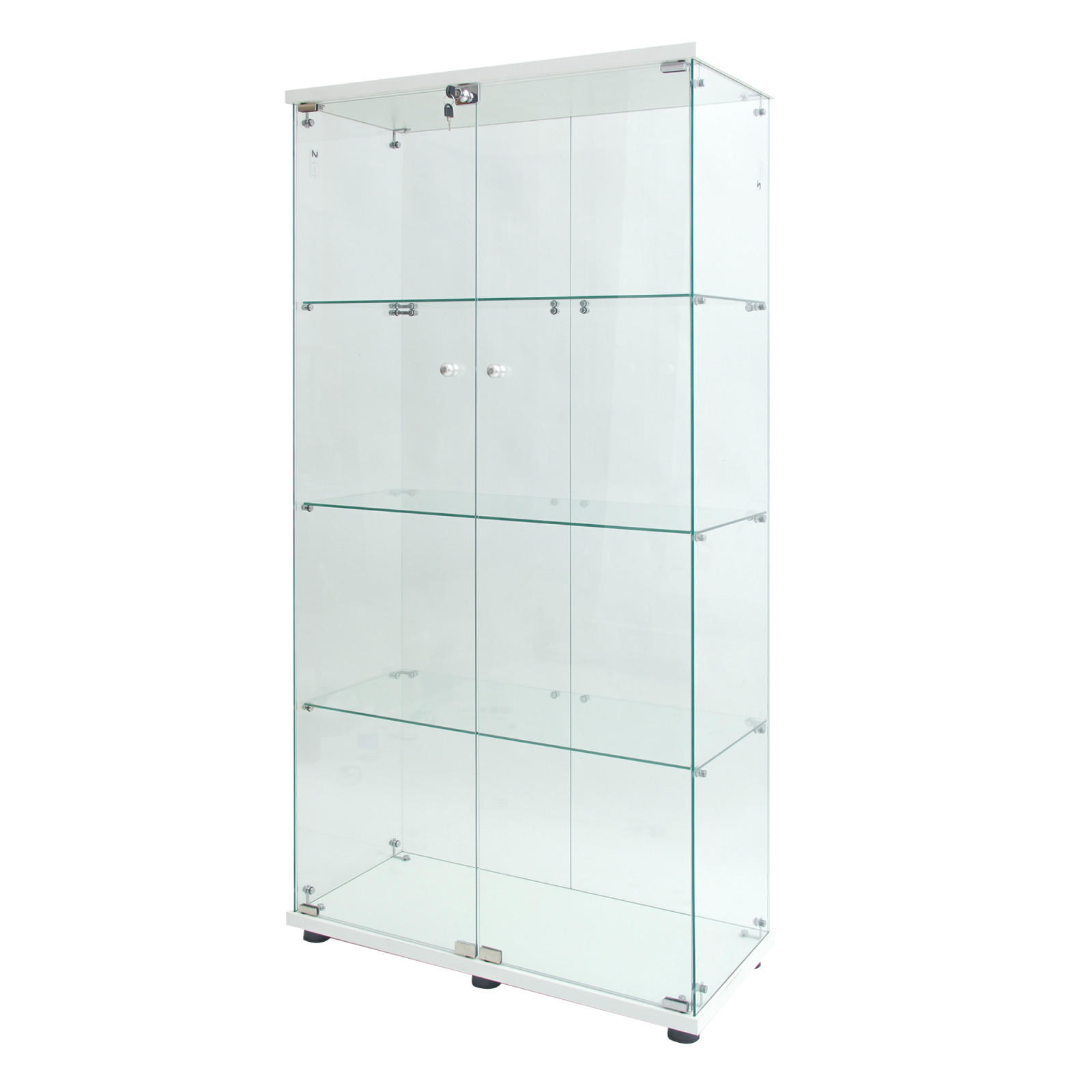 VITRINENSCHRANK Weiß 80/36/164 cm mit LED-Beleuchtung, Glasvitrine mit 2 Glastüren - Weiß, Glas (36/164/80cm) - PARAFTA HOME
