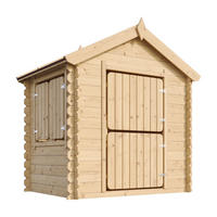 KINDERSPIELHAUS aus Holz 1,1m2 - MIT BÖDEN – B112xL146xH145 cm - M516 - Beige, Holz (146/145/112cm) - Timbela