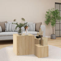BEISTELLTISCHE 3 Stk. Sonoma-Eiche Holzwerkstoff - Braun, Holzwerkstoff (45/45/45cm) - furnicato