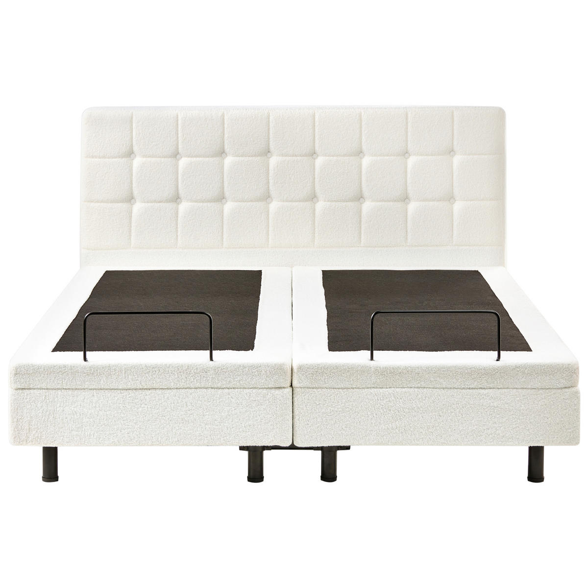 BETT verstellbar 160/200 cm Bouclé Cremeweiß Duke - Creme, Textil (160/200cm) - Beliani