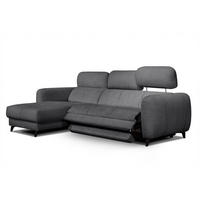ECKSOFA SVEN 3-Sitzer, 1 Relax XL, verstellbare Kopfstützen, dunkelgrau - Anthrazit/Schwarz, Holzwerkstoff/Textil (256/163cm) - Courtois Laville
