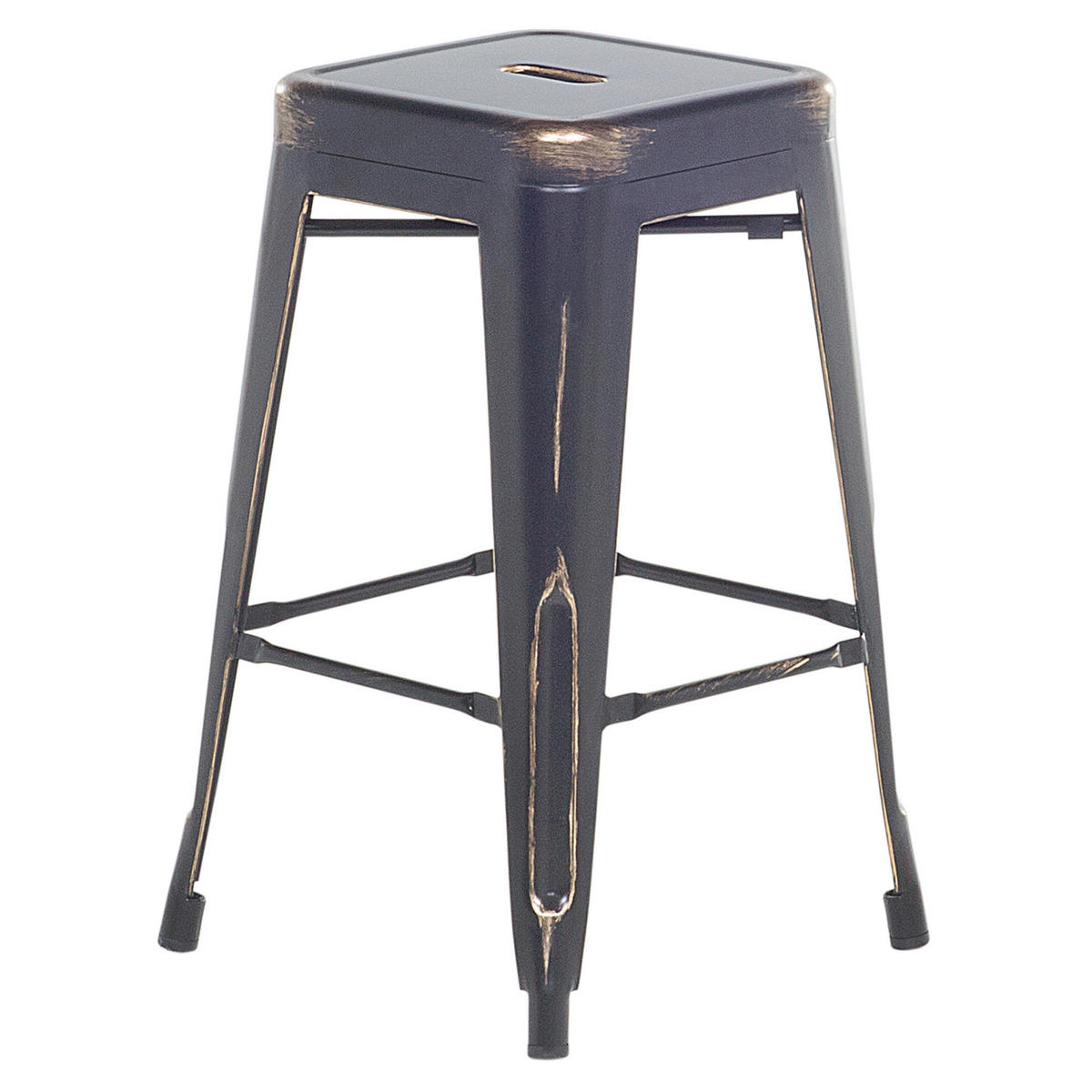 HOCKER 2er-Set Metall Schwarz Cabrillo - Schwarz, Metall (42/60/42cm) - Beliani