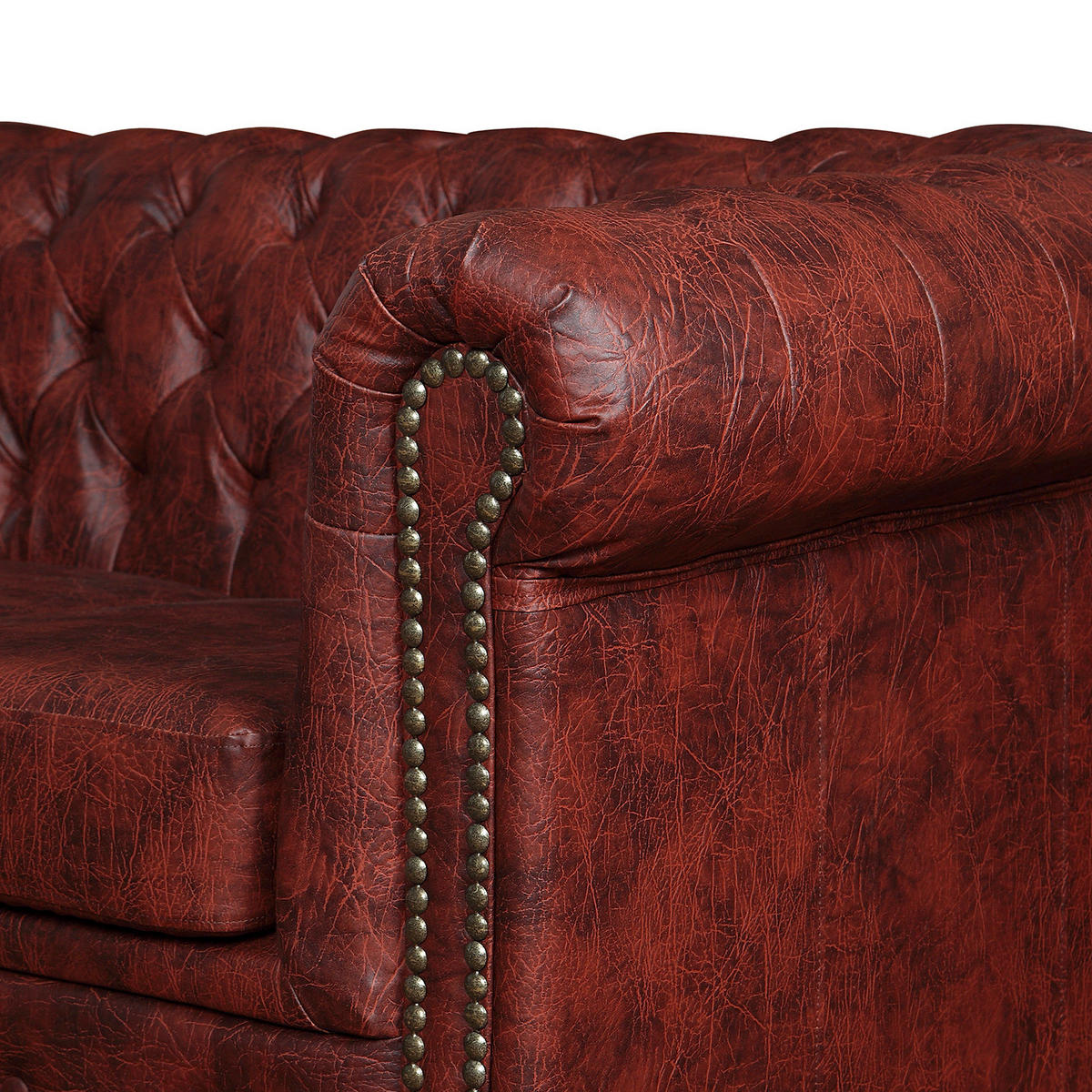 2-SITZER SOFA - Bordeaux/Dunkelbraun, Kunststoff (148/72/86cm) - home24