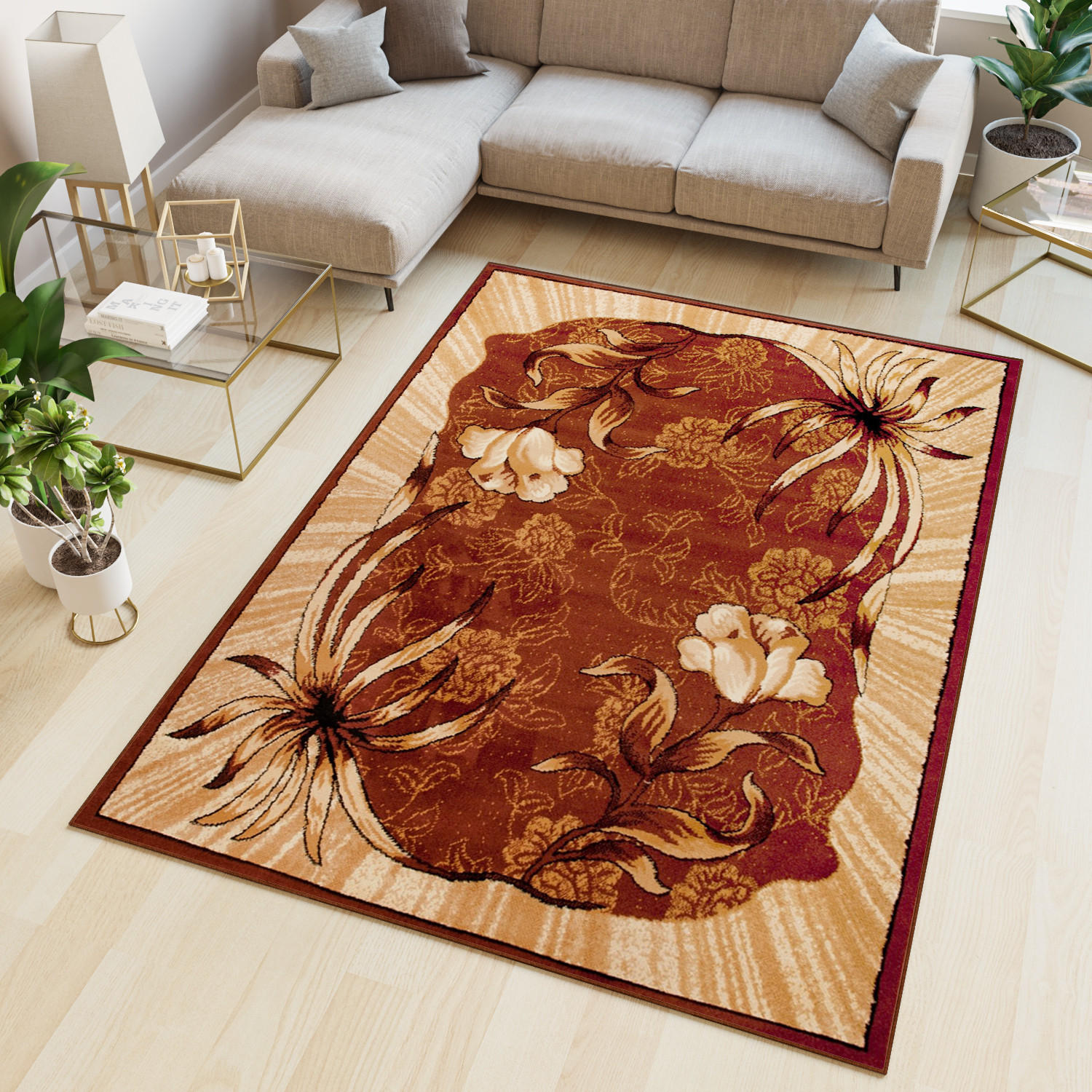 TEPPICH ATLAS Dunkelbraun Hellbraun 160/220 cm - Hellbraun/Rotbraun, Textil (160/220cm) - Tapiso