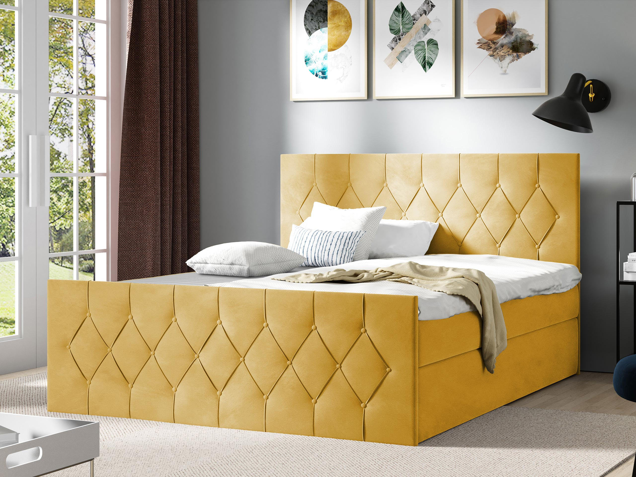 BOXBETT Sky Lux - Gelb, Holz (160/200cm) - MIRJAN24