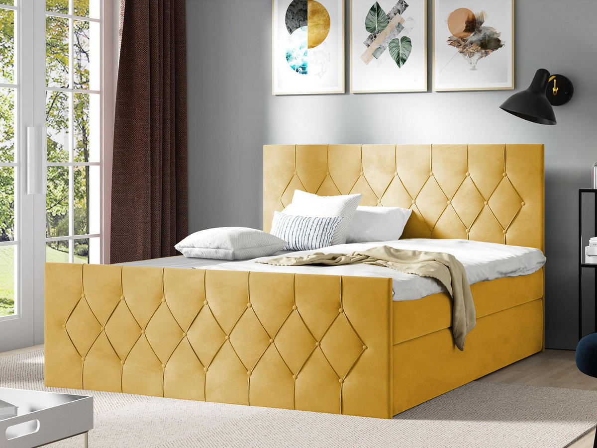 BOXBETT Sky Lux - Gelb, Holz (160/200cm) - MIRJAN24