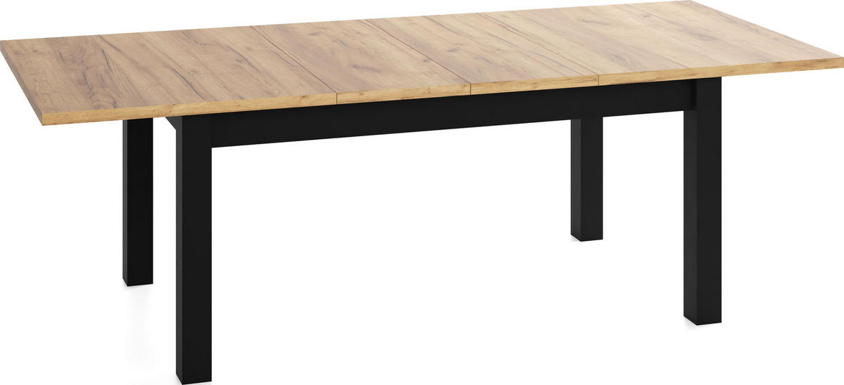 ESSTISCH Lindberg ausziehbar verlängerbar rechteckig, Eiche Braun 160-240/90/77 cm - Eiche Wotan/Schwarz, Holz/Holzwerkstoff (160/90/76.5cm) - WFL GROUP