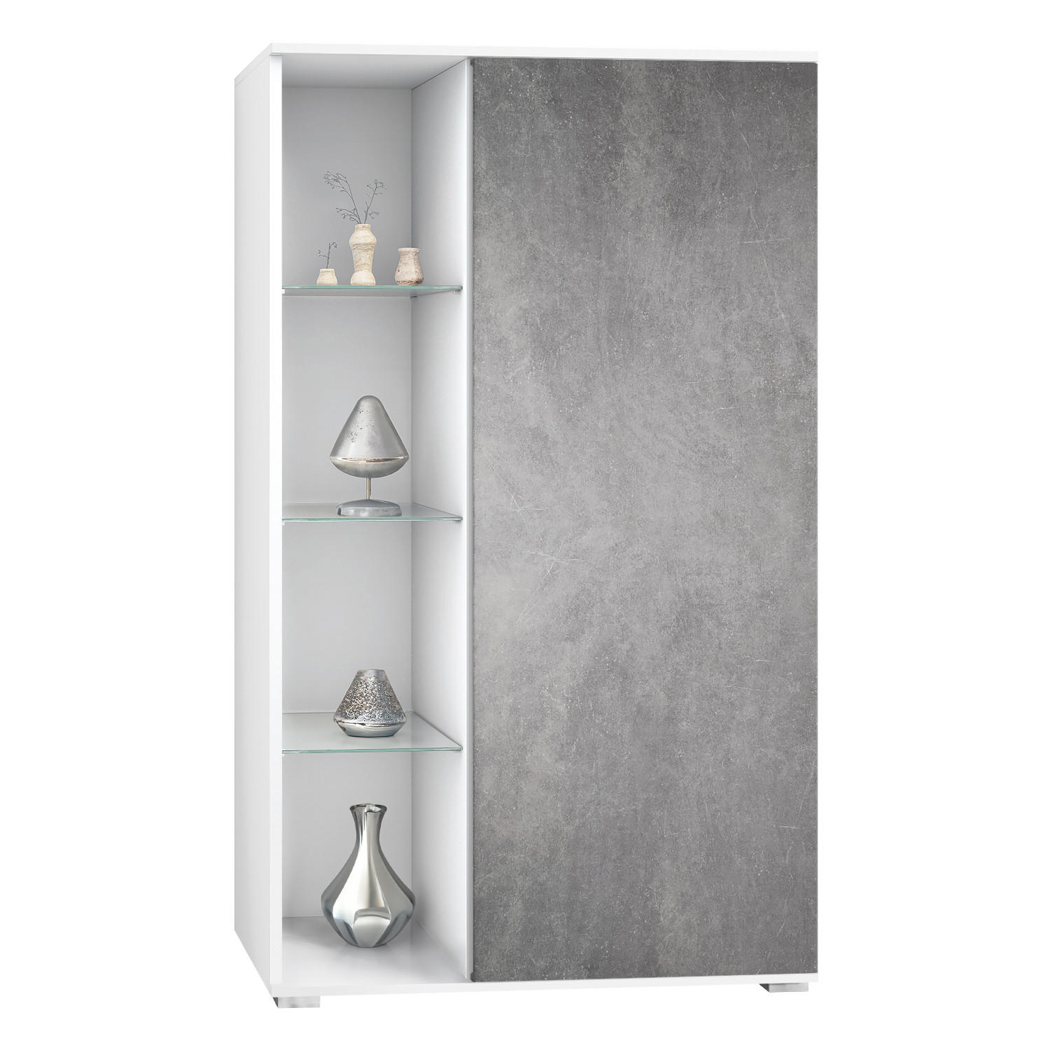 VITRINE Davos Steingrau - Schieferfarben, Holzwerkstoff (71.5/134/35cm) - Vladon