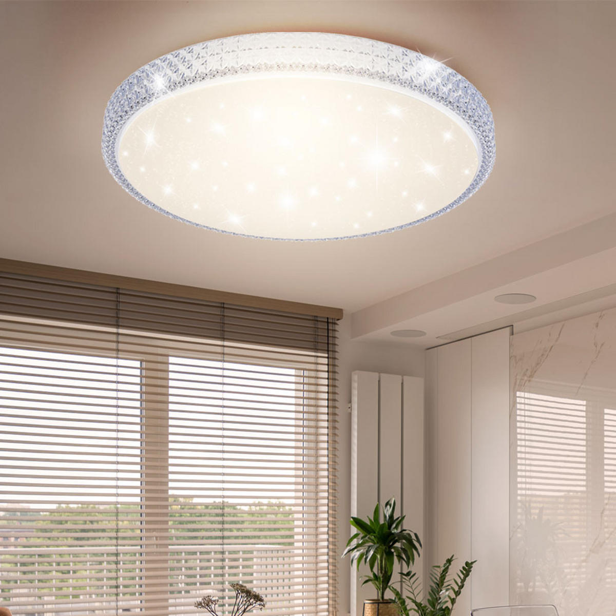 LED DECKENLEUCHTE Kristalle Weiß - Weiß, Metall (60/60/11cm)