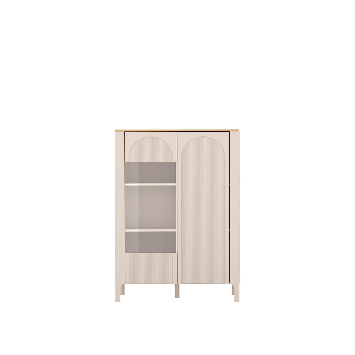 VITRINE Marbella Kaschmir, zweitürige Glasvitrine - Kaschmir, Holzwerkstoff (103/145/41cm) - Bettso