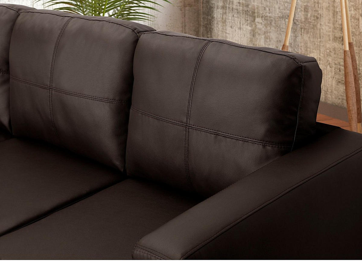 SOFA - 4 Personen - kunstleder - schokoladenbraun Ackley - Braun, Leder/Metall (196/77/133cm) - Vente-Unique
