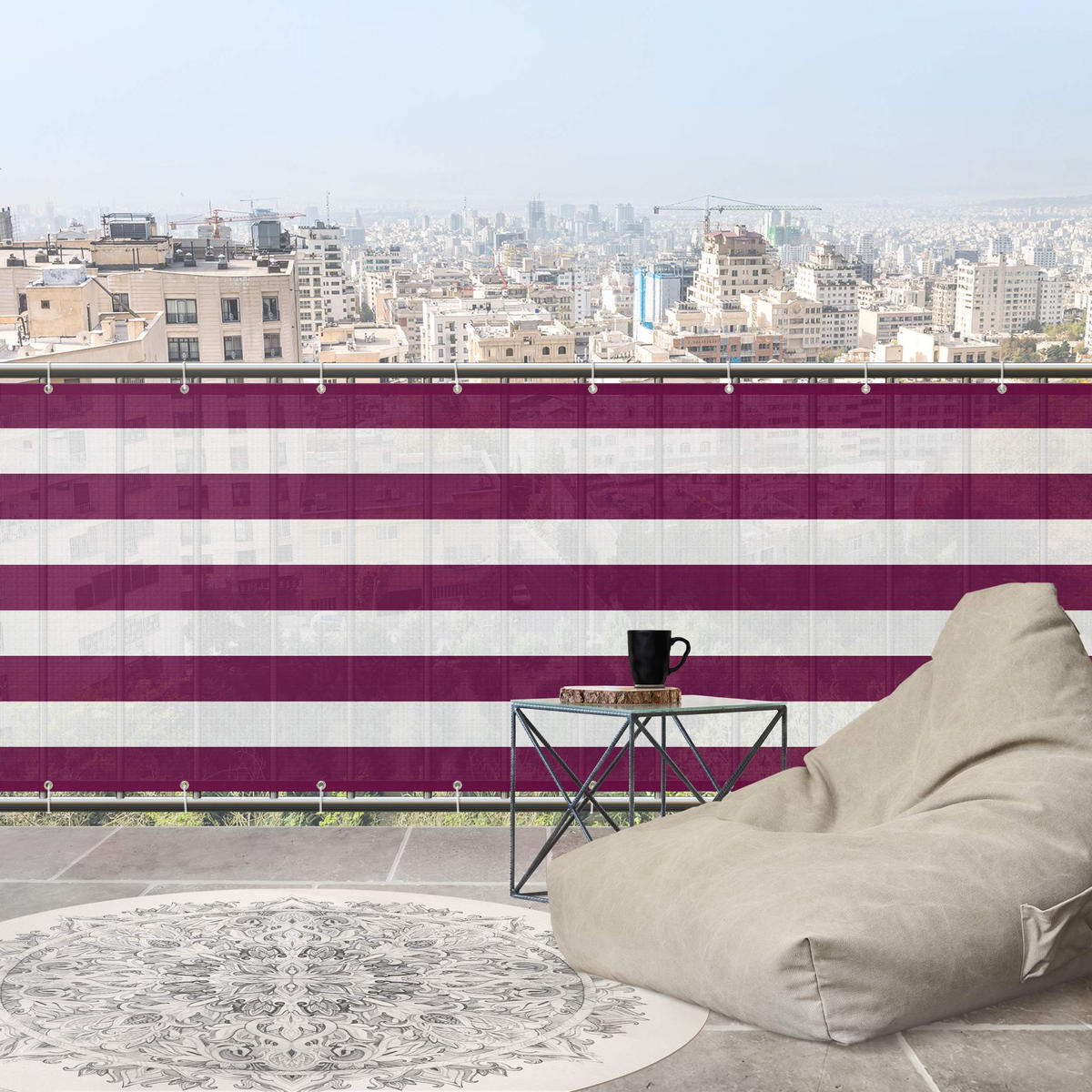 BALKON SICHTSCHUTZ Querstreifen in Fuchsia 250/90 cm - Violett, Kunststoff (250/90cm) - Bilderwelten