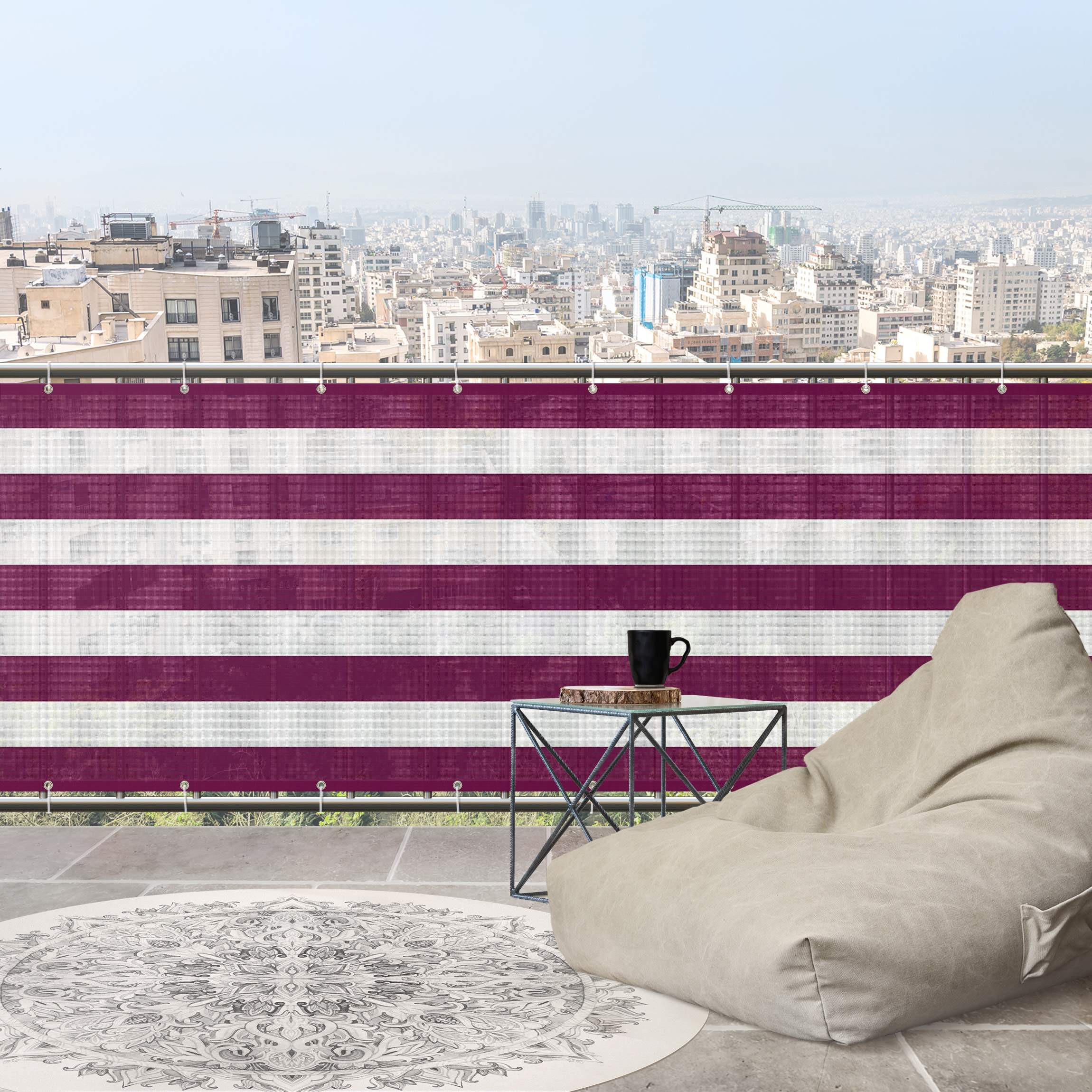 Thumbnail - Bilderwelten Balkon, Violett, Kunststoff, Gestreift, Rechteckig, 400x75 cm, Sonnen- & Sichtschutz, Sichtschutz Garten, B...