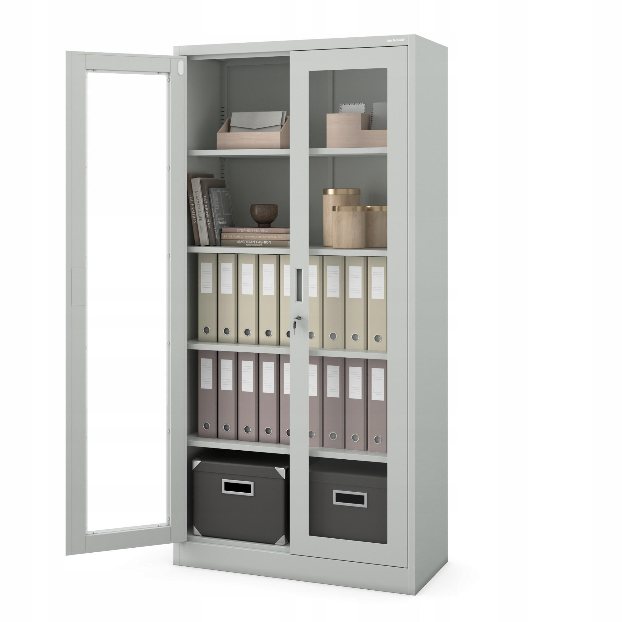 Jan Nowak Vitrinenschrank Grau 90x185x40 cm