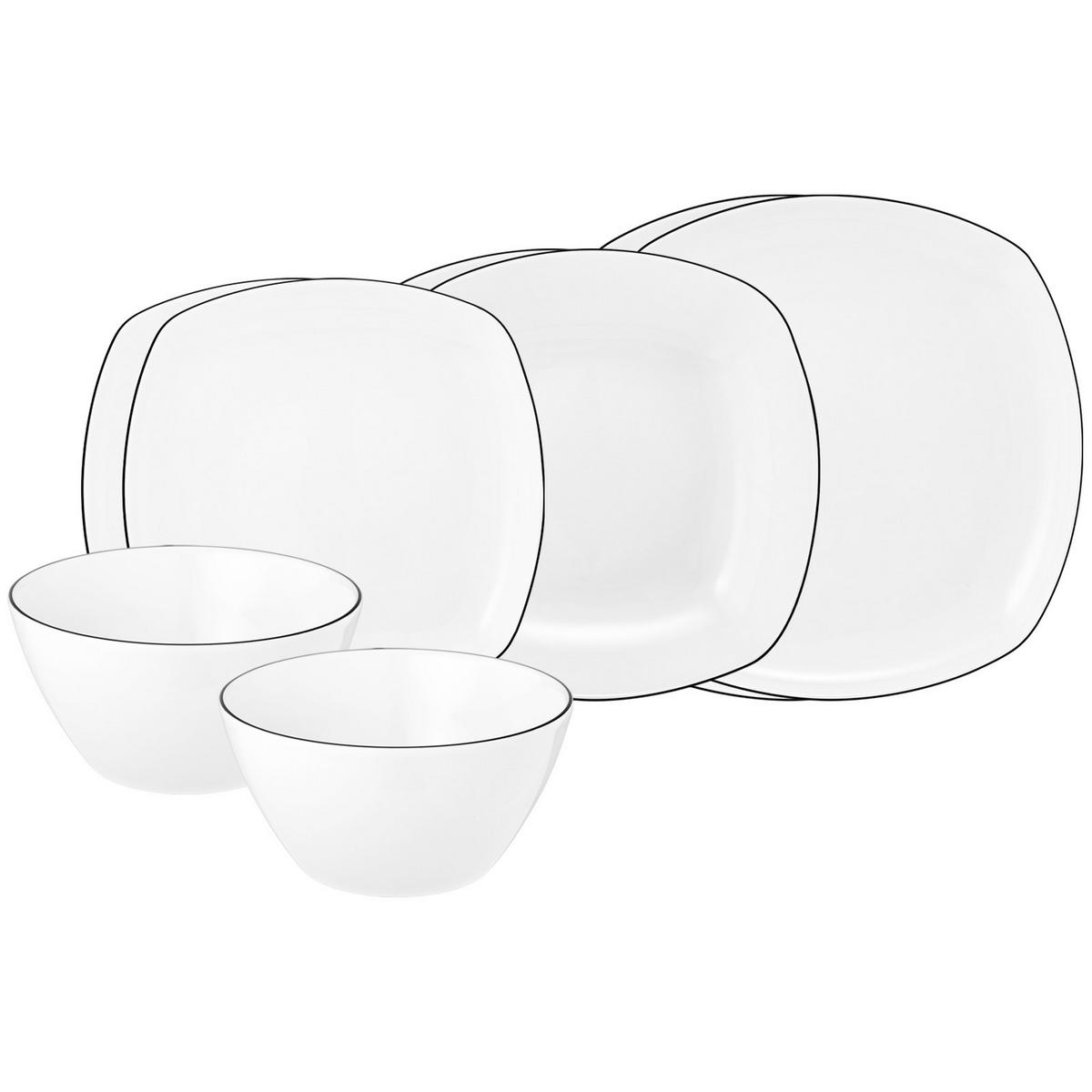 EINSTEIGER-SET Lido Black Line weiß 8er Set - Weiß, Keramik (1/1/1cm) - Seltmann Weiden