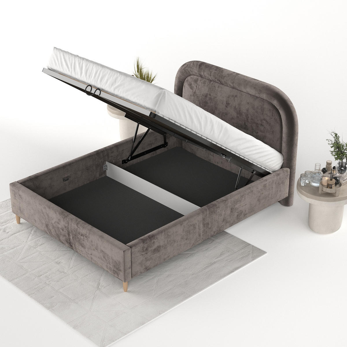 POLSTERBETT Zoya 180/200 cm Braun im Lotta Stoff - Naturfarben/Braun, Holz/Holzwerkstoff (180/200cm) - AltaBeds