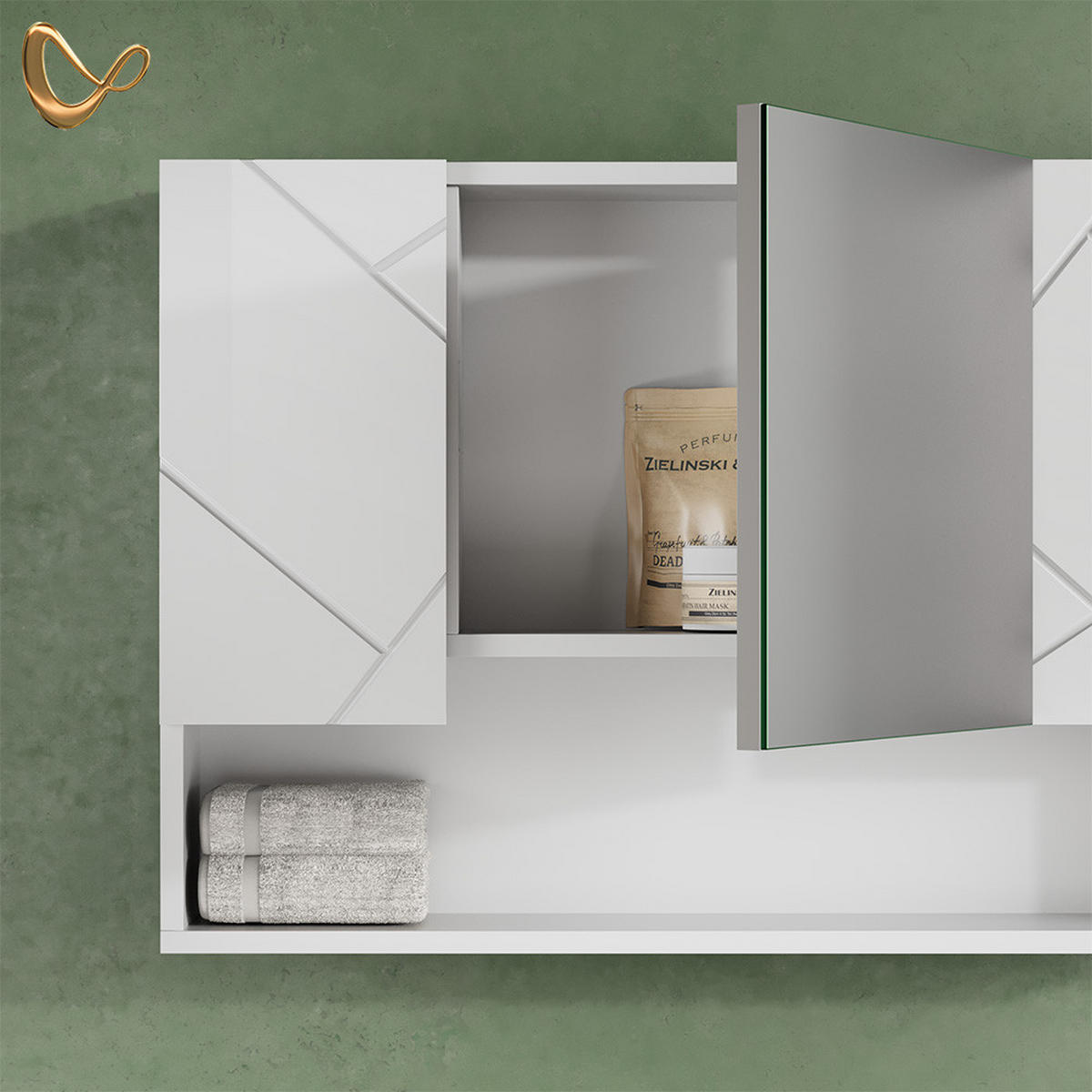 BADSPIEGELSCHRANK Ronco Weiß Hochglanz 80.1 x 55 cm - Weiß Hochglanz, Holzwerkstoff (80.1/55/17cm) - Livinity®