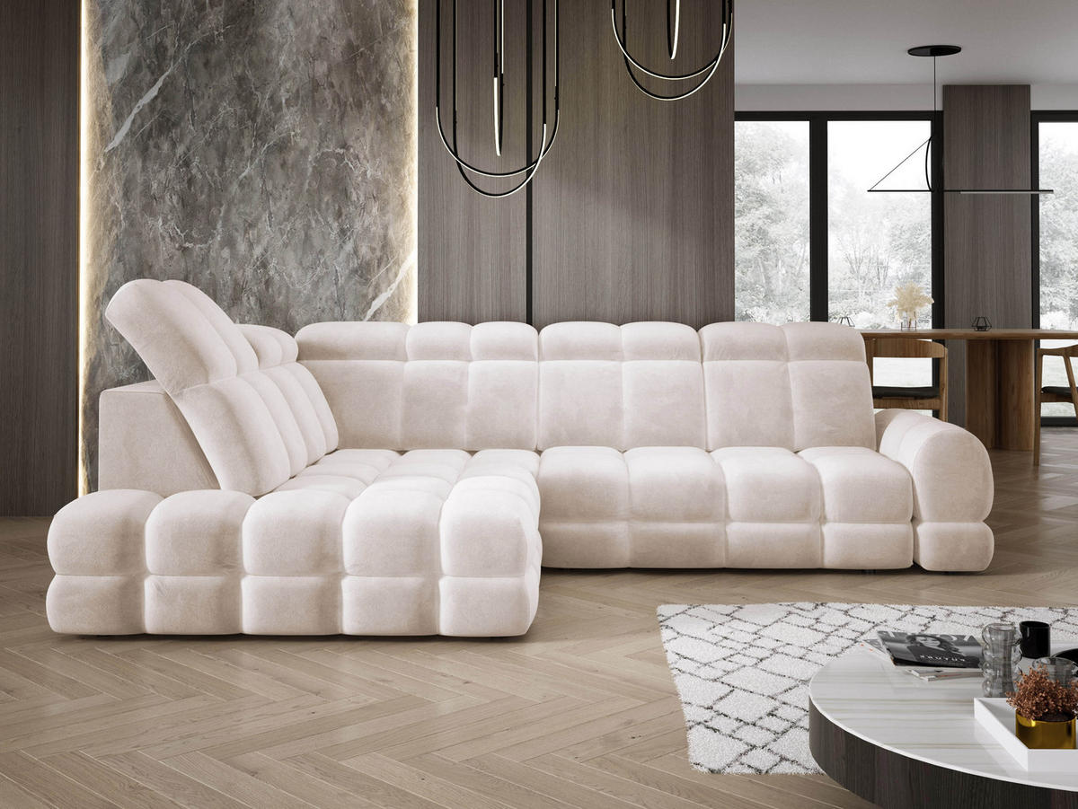ECKSOFA TOLLO Salvador-stoff L-form 302x217x105 cm creme - Creme, Holz/Textil (302/217cm) - DomoHome
