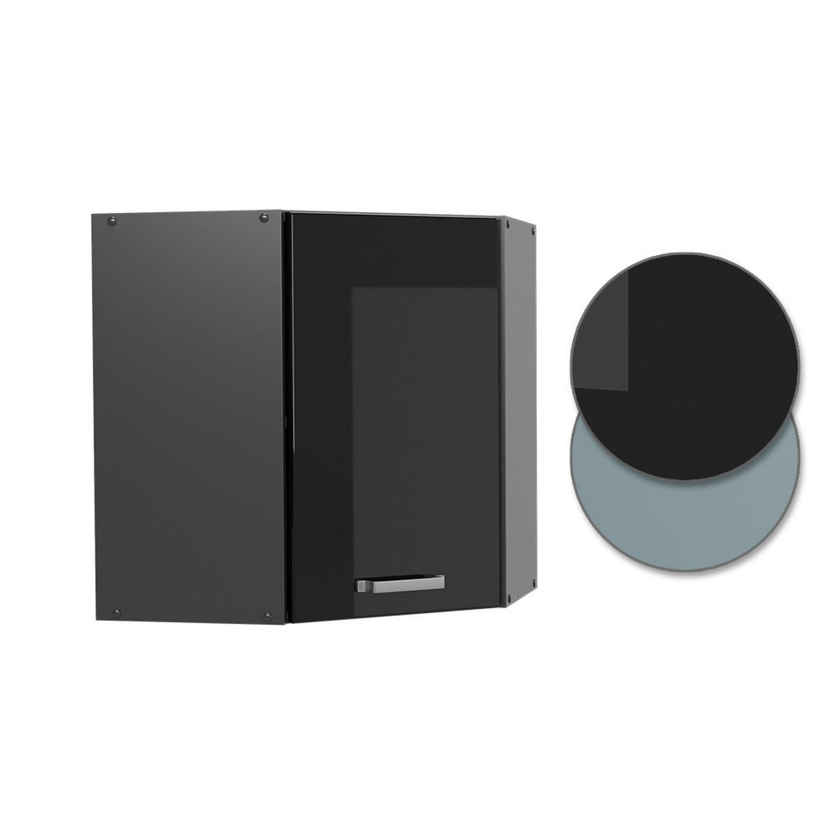 ECKHÄNGESCHRANK HÄNGESCHRAN R-Line Schwarz Hochglanz 57 cm - Schwarz Hochglanz/Anthrazit, Holzwerkstoff (57/60/34.1cm) - Vicco