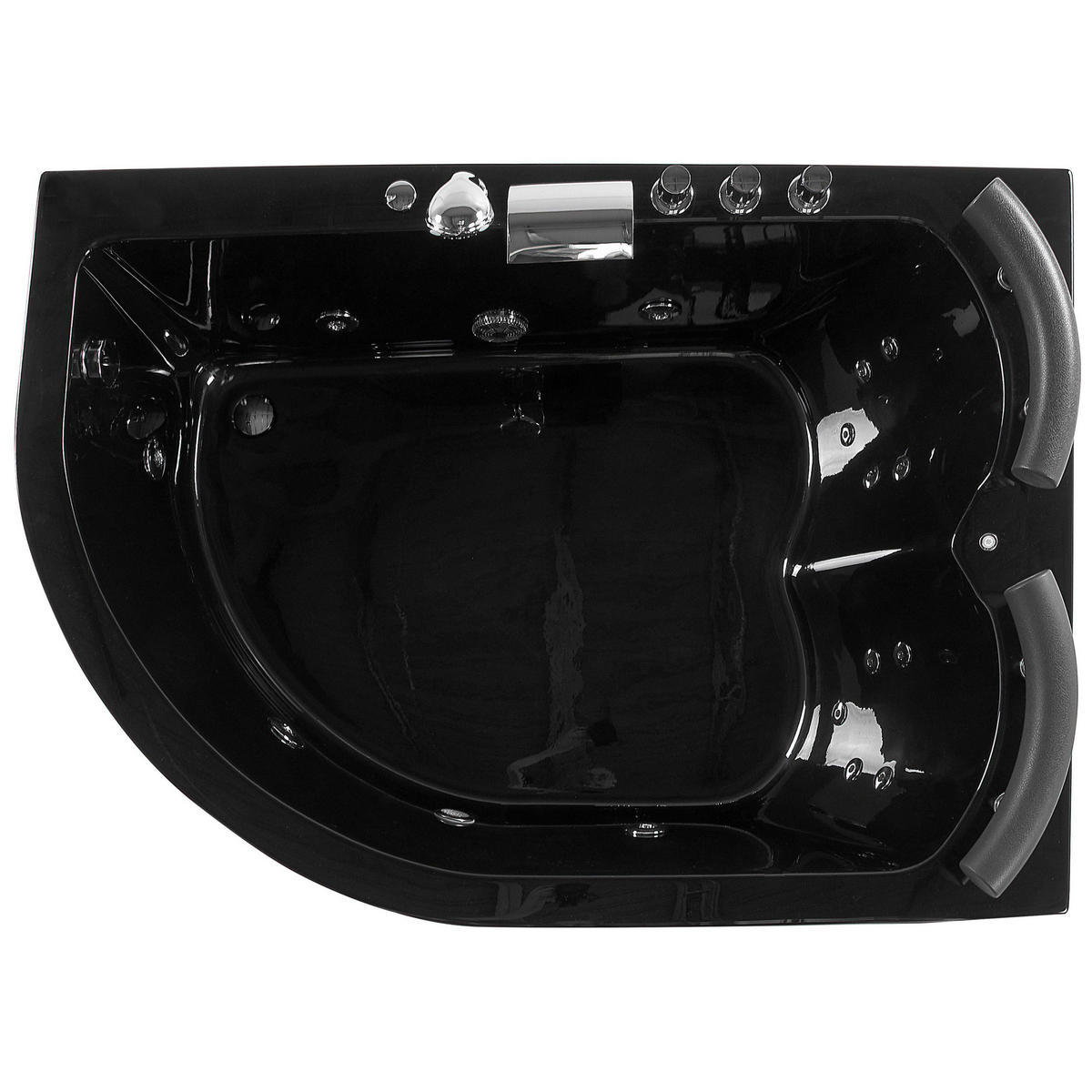 WHIRLPOOL-BADEWANNE mit LED 113x160x63 cm schwarz Paradiso - Schwarz, Kunststoff (113/63/160cm) - Beliani