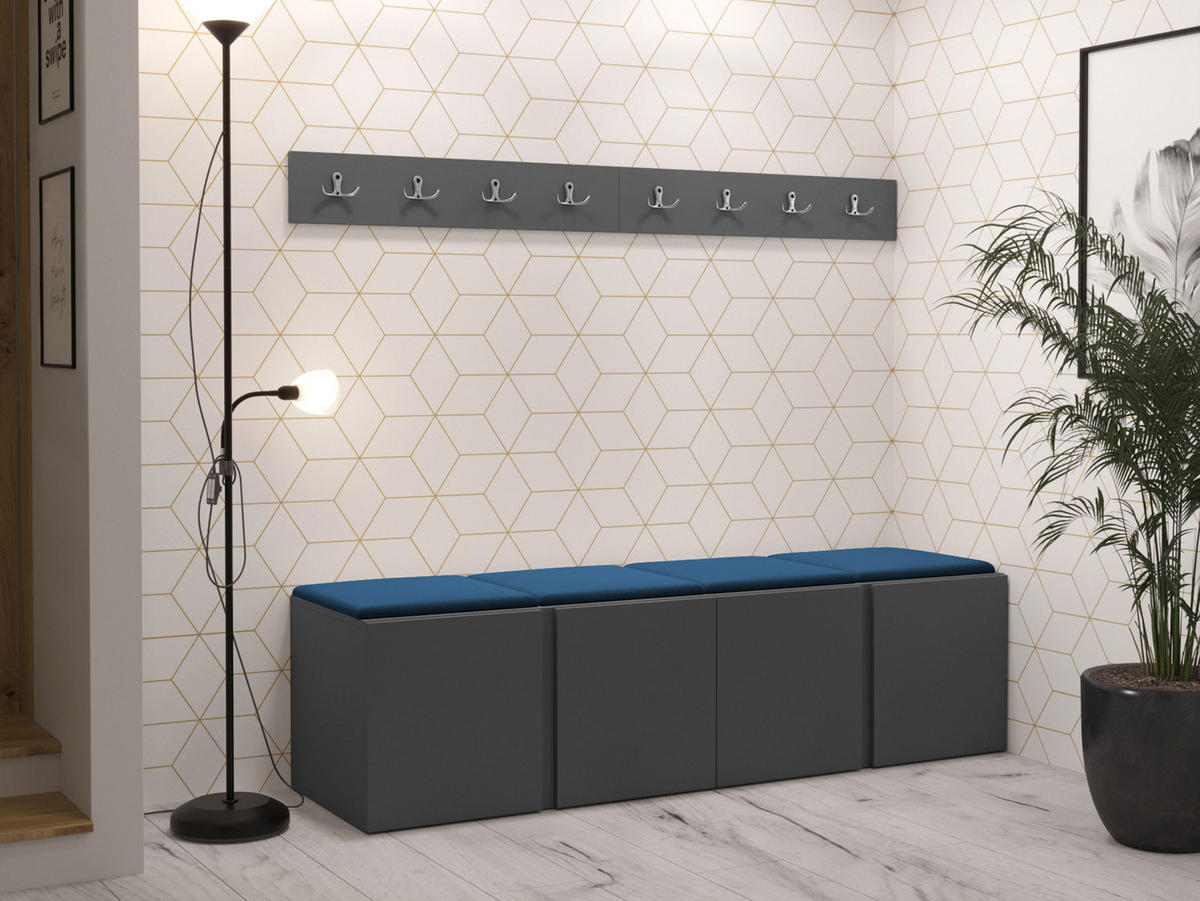 GARDEROBEN-SET Orion VII - Blau/Graphitfarben, Holzwerkstoff/Kunststoff (168/42/46cm) - MIRJAN24