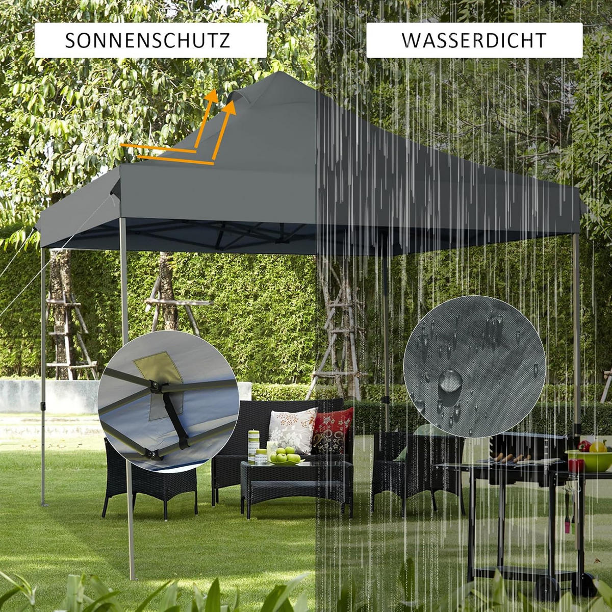 POP-UP-UBERDACHUNGSZELT Grau - Grau, Textil (300/335/300cm) - COSTWAY