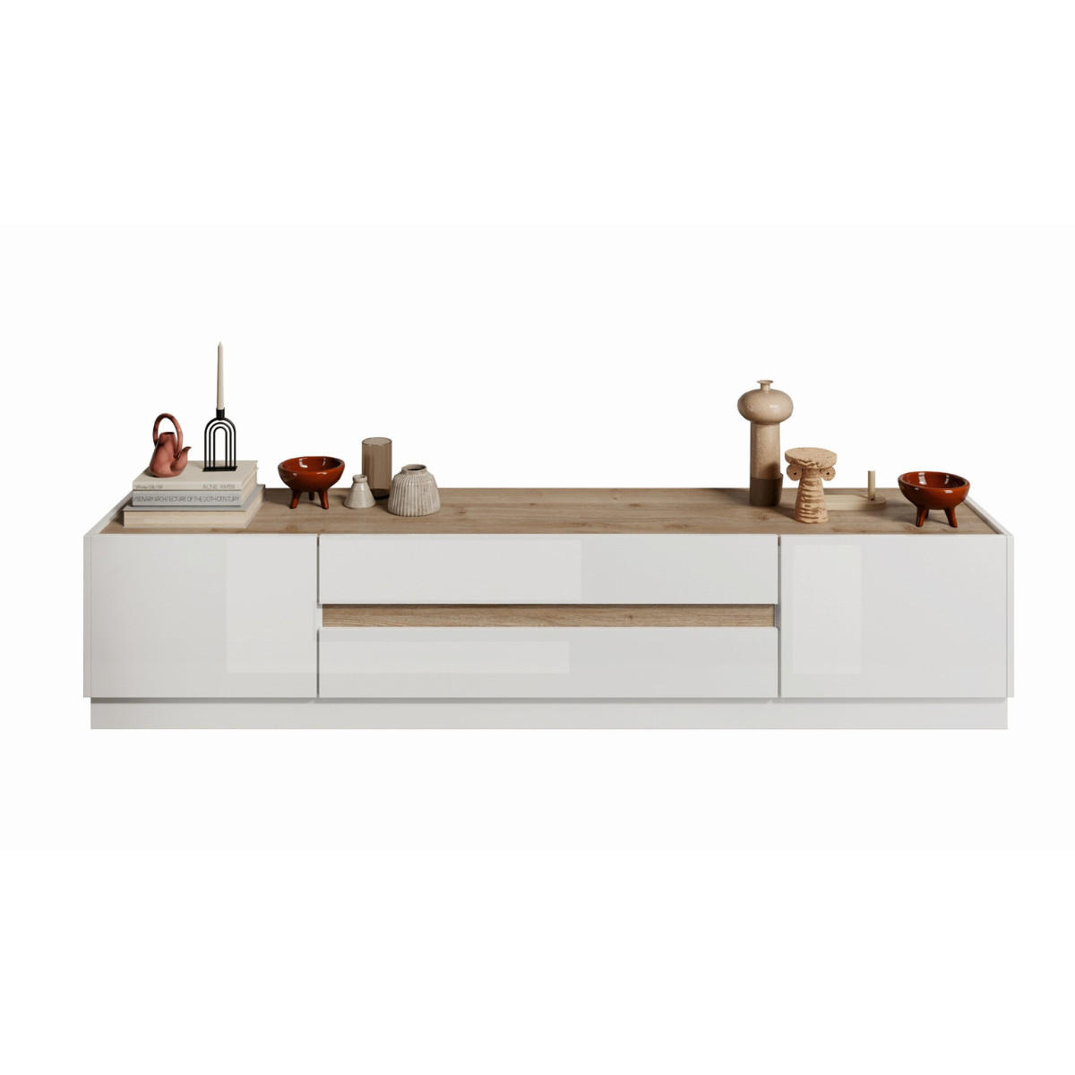 TV-MÖBEL mit 2 Türen und 2 Schubladen Utopia - L205 cm - Apfelbaumfarben, Holz/Holzwerkstoff (40/44/205cm) - Calicosy