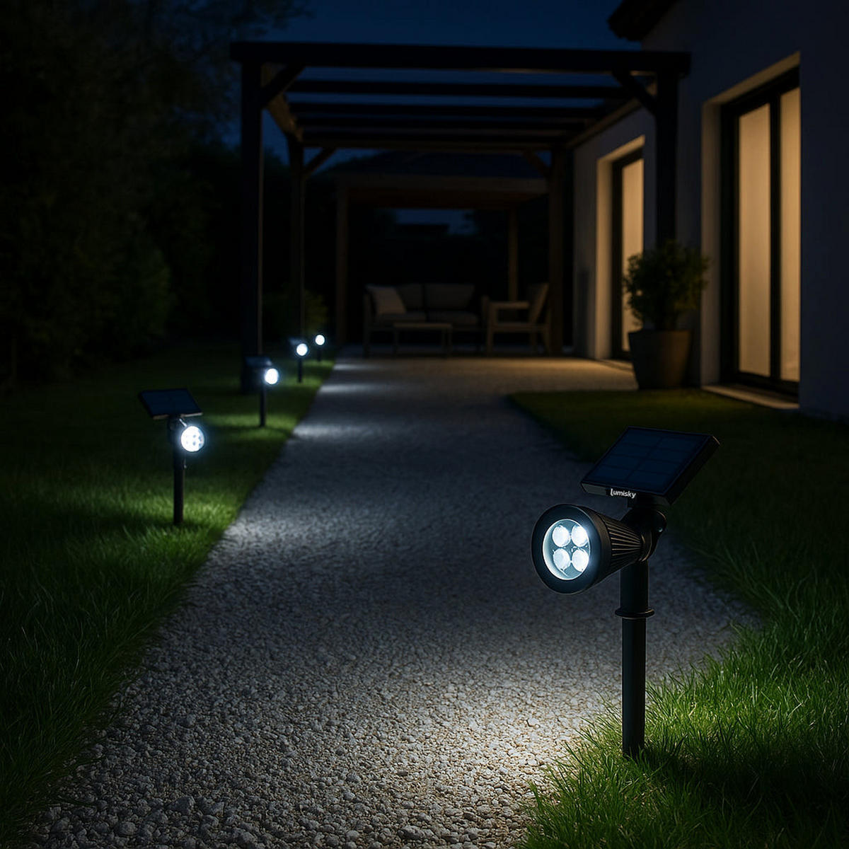 SPIKY Solar-Strahler, Kaltweiß, 200 lm - Schwarz, Kunststoff (29/9/34cm) - Lumisky