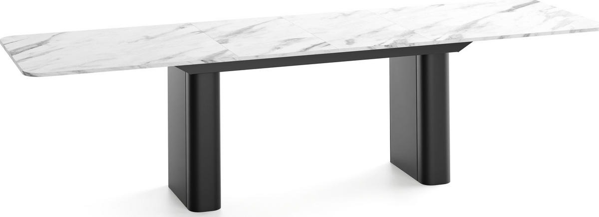 ESSTISCH Riven rechteckig ausziehbar verlängerbar mit Butterfly-Auszug, Marmor Weiß 180-276/90/76 cm - Ecru/Schwarz, Holzwerkstoff/Metall (90/276/76cm) - WFL GROUP