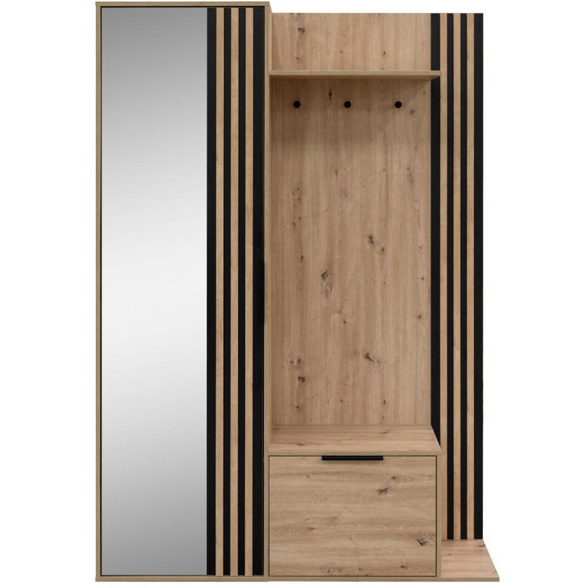 GARDEROBENSCHRANK Aria mit Spiegel und 2 Türen, eiche Artisan - Eiche Artisan, Holzwerkstoff (140/200/40cm) - Beautysofa