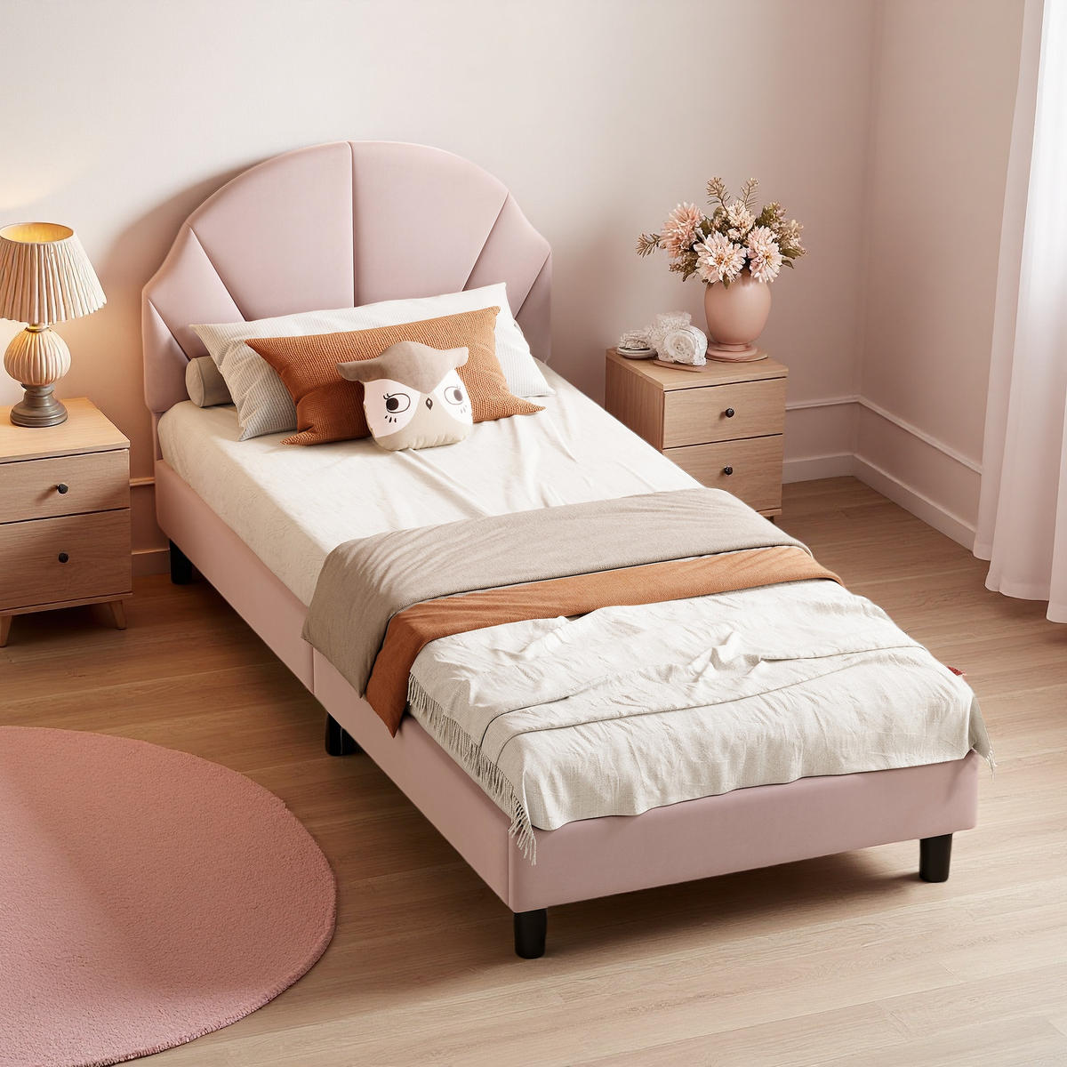 POLSTERBETT 90/190 cm Rosa mit gepolstertem Kopfteil - Rosa, Holz (90/190cm) - SHOPENTRA