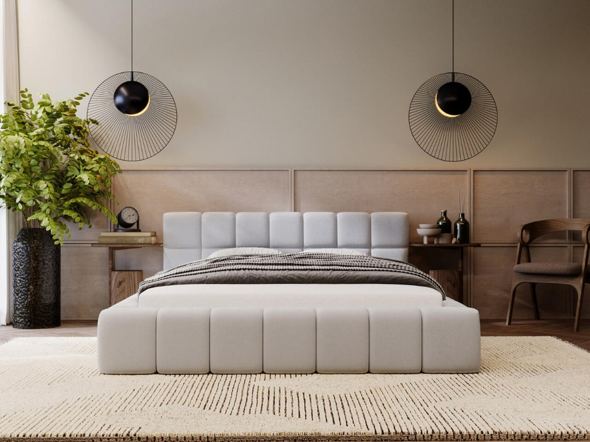 POLSTERBETT Alicante 140x200 Hellgrau - Hellgrau, Textil (140/200cm) - Graingold