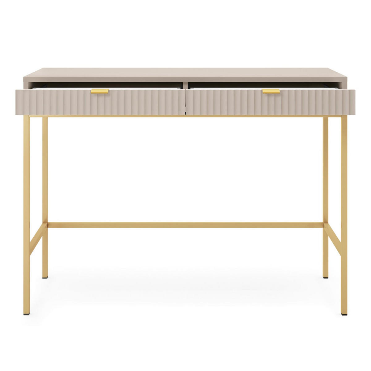 SCHMINKTISCH Vellore Greige / Gold 104 cm - Ecru/Beige, Holzwerkstoff/Metall (50/104/77cm) - Selsey