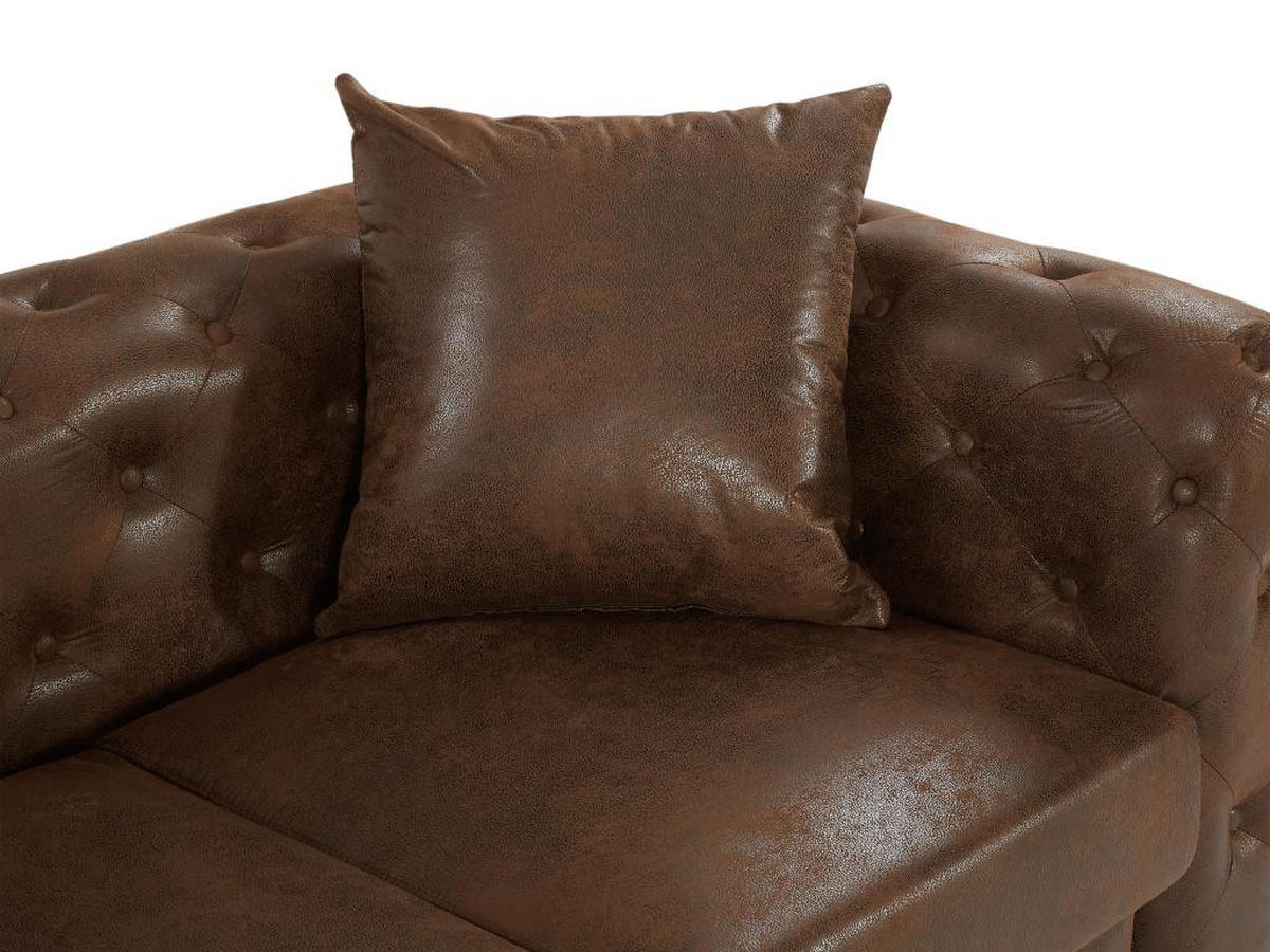 CHESTERFIELD-SOFA 2-Sitzer - Mikrofaser - Vintage-Leder-Optik - Braun - EDWINA - Braun, Textil (91/76/162cm) - Vente-Unique