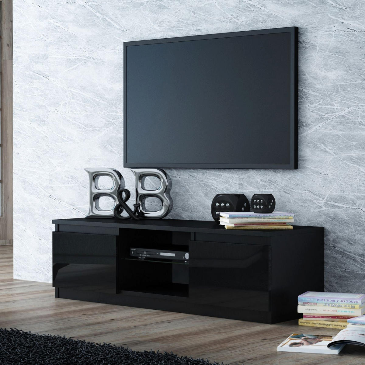 TV Lowboard Frank - Anthrazit/Eiche Artisan, Holzwerkstoff (140/36/40cm) - kommodly