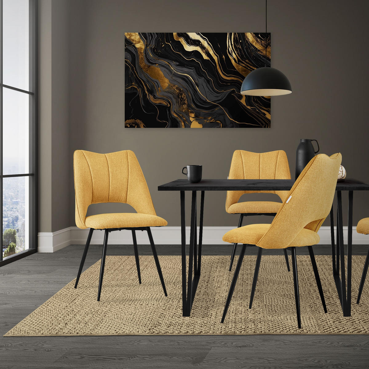 ESSZIMMERSTUHL Senf 2er Set - Gelb, Metall (57/89/53cm) - ML-DESIGN