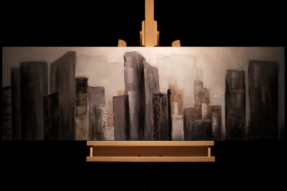 ACRYLBILD HANDGEMALT 120/40 cm - Grau, Holz/Textil (1.8/40cm) - KUNSTLOFT