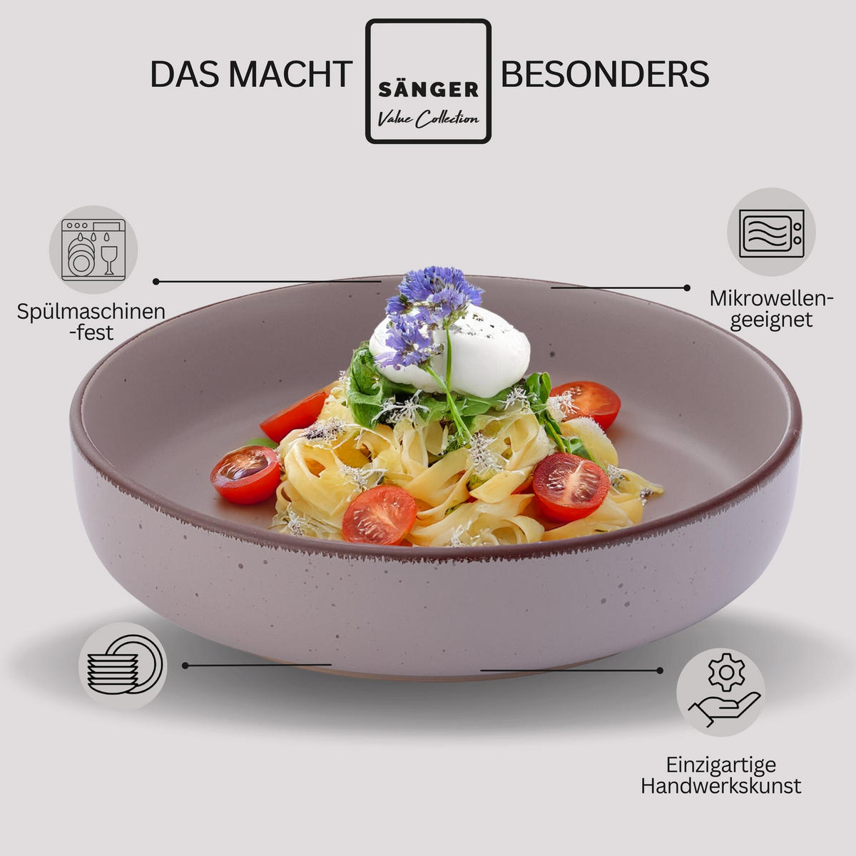 PASTASCHALEN BOMBAY MEERESBODEN - 4 teilig aus Steingut - Blau/Braun, Stein (20.5cm) - Sänger