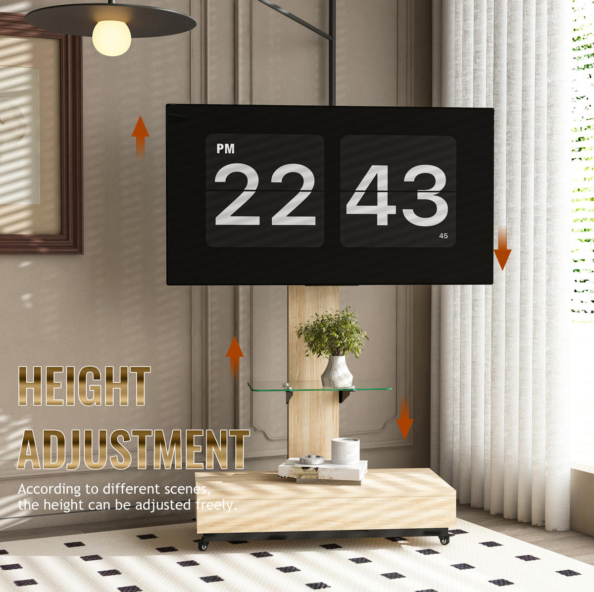 LOWBOARD 80/40 cm in Natur aus MDF und Metall mit Rollen und Schublade - Hellbraun, Holzwerkstoff (40/174.3/80cm) - OKMYHOME