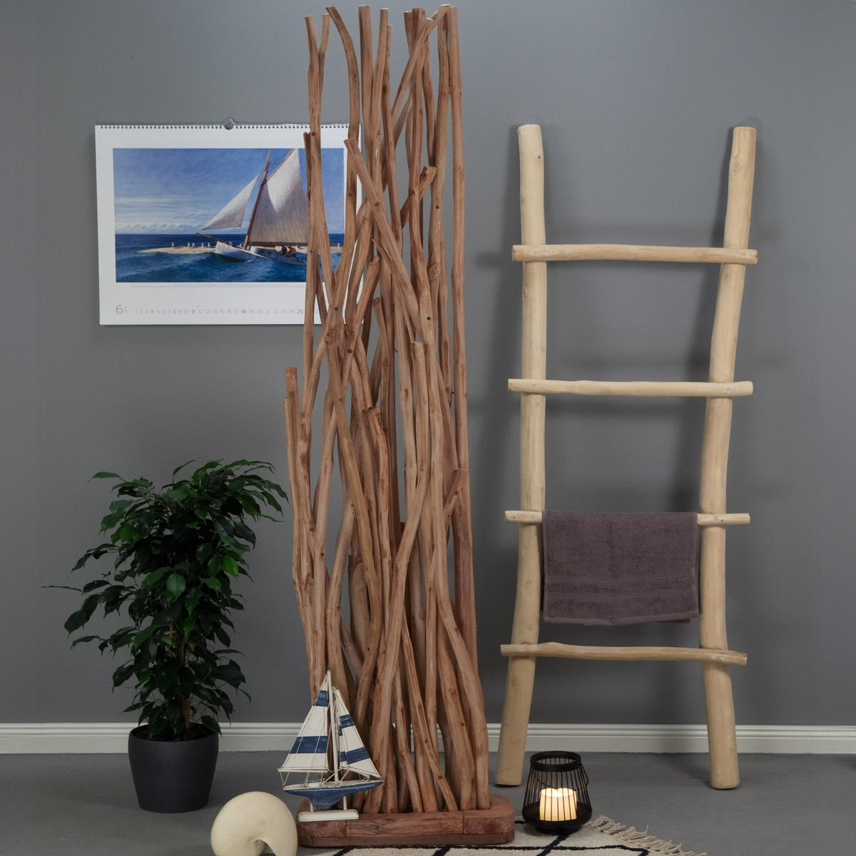 RAUMTEILER Botanic 170x40 cm, Massivholz Braun - Braun, Holz (40/170/20cm) - DESIGN DELIGHTS