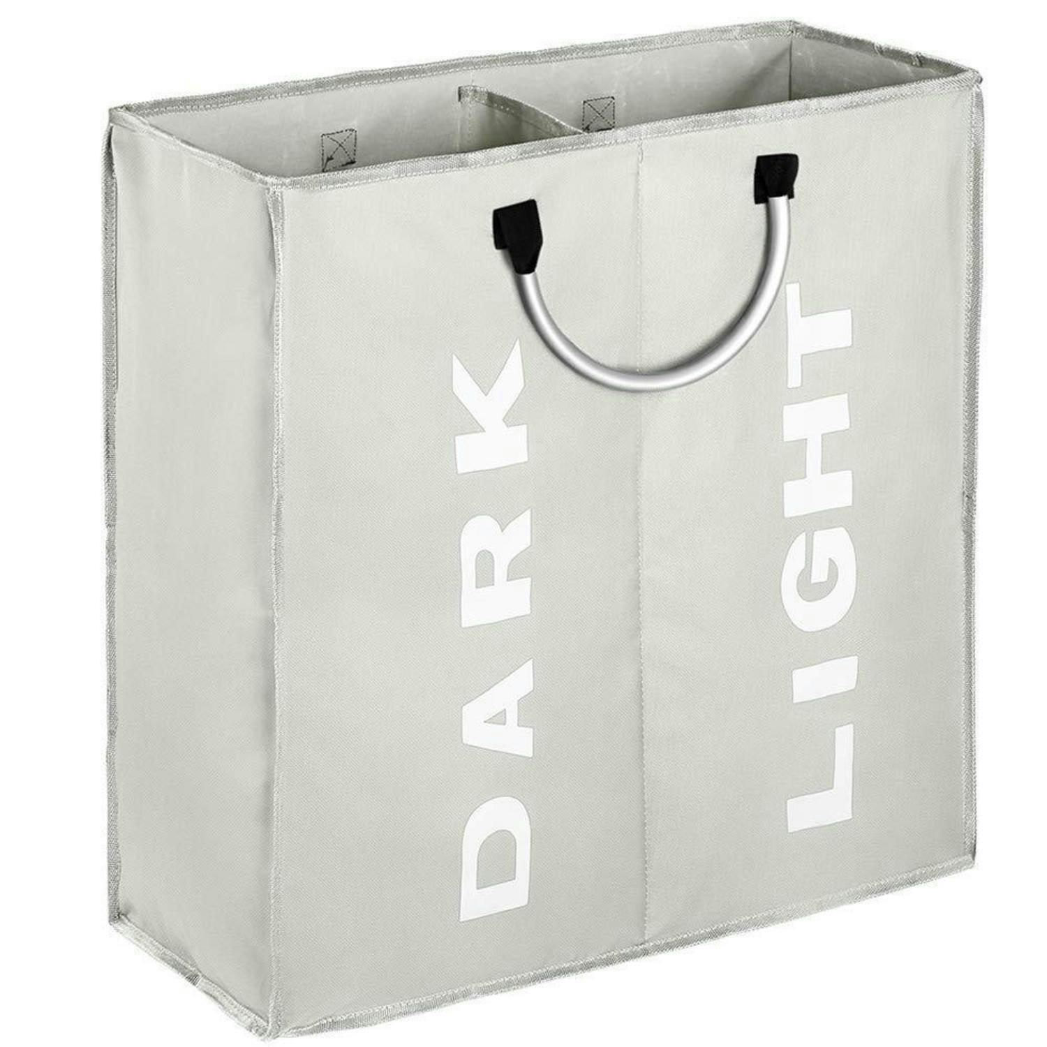 WÄSCHESORTIERER 2 Fächer Grau 60 L - Grau, Textil (4/26/53cm)