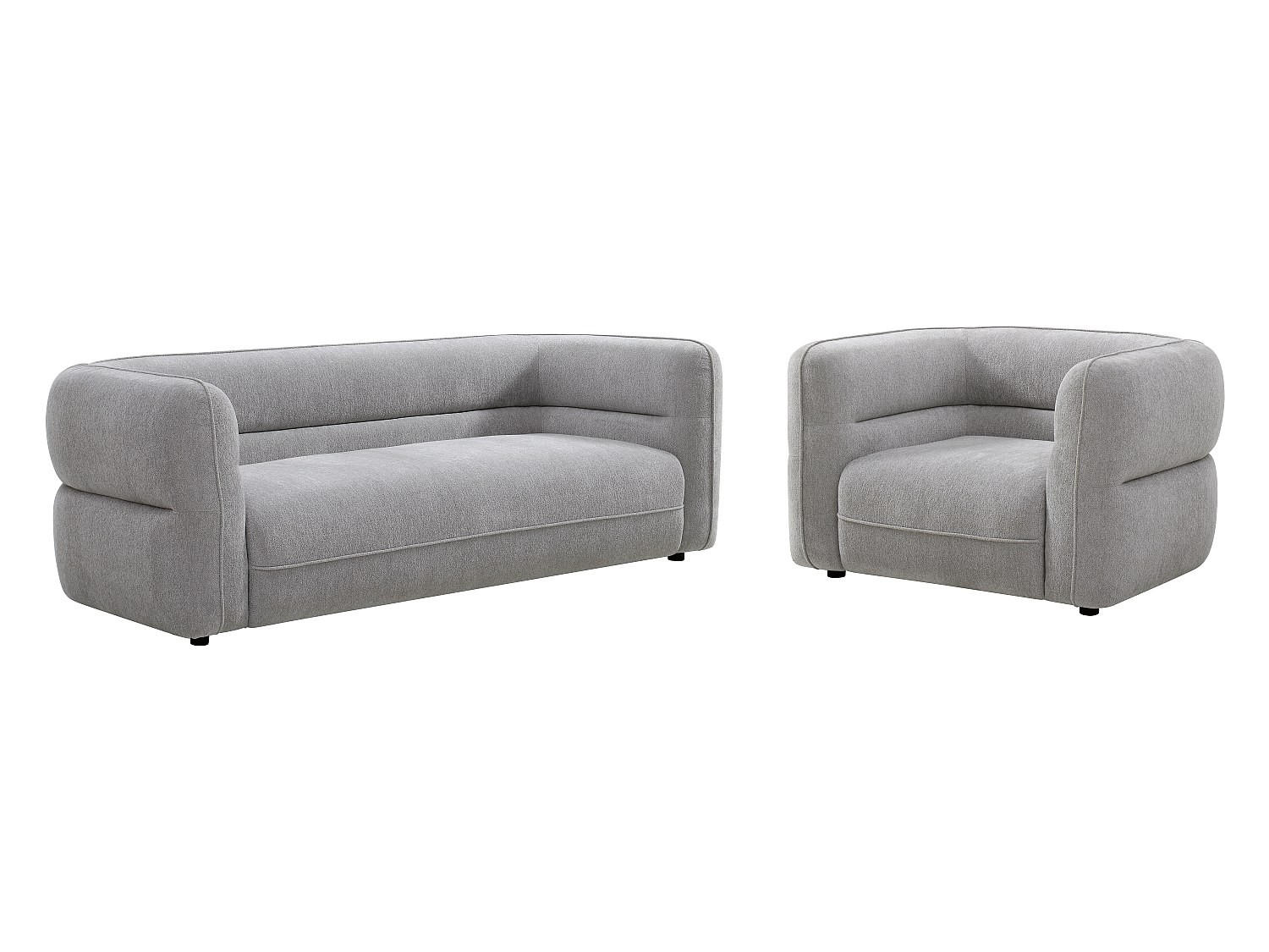 SOFAGARNITUR ohne Schlaffunktion - 4 -Sitzer - Polyester - grau - TALIENA - Grau, Textil (222/74/95cm) - Vente-Unique