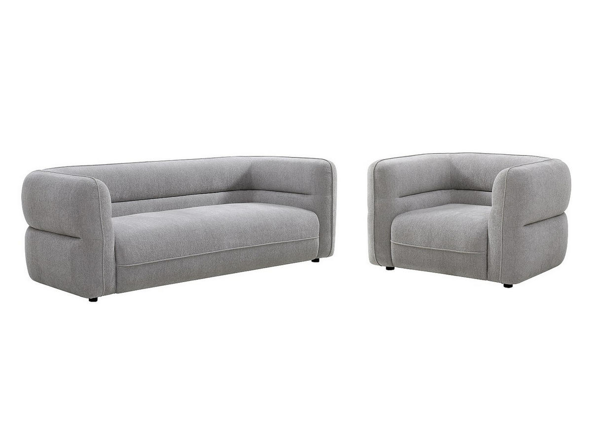 SOFAGARNITUR ohne Schlaffunktion - 4 -Sitzer - Polyester - grau - TALIENA - Grau, Textil (222/74/95cm) - Vente-Unique