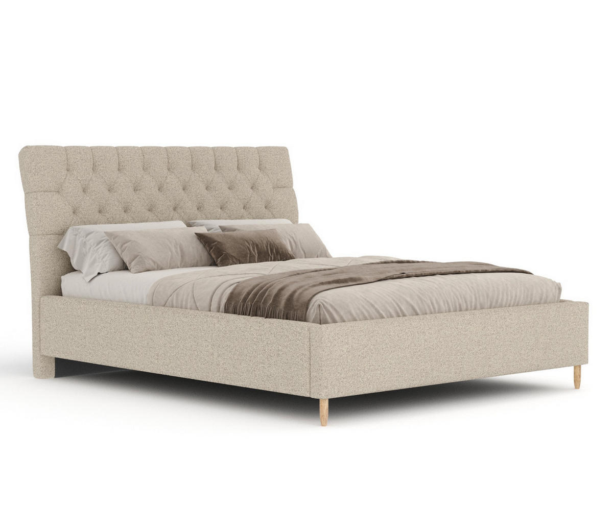 POLSTERBETT Vezzola Beige 120/200 cm im Webstoff - Beige/Naturfarben, Holz/Holzwerkstoff (120/200cm) - Maison de Reve