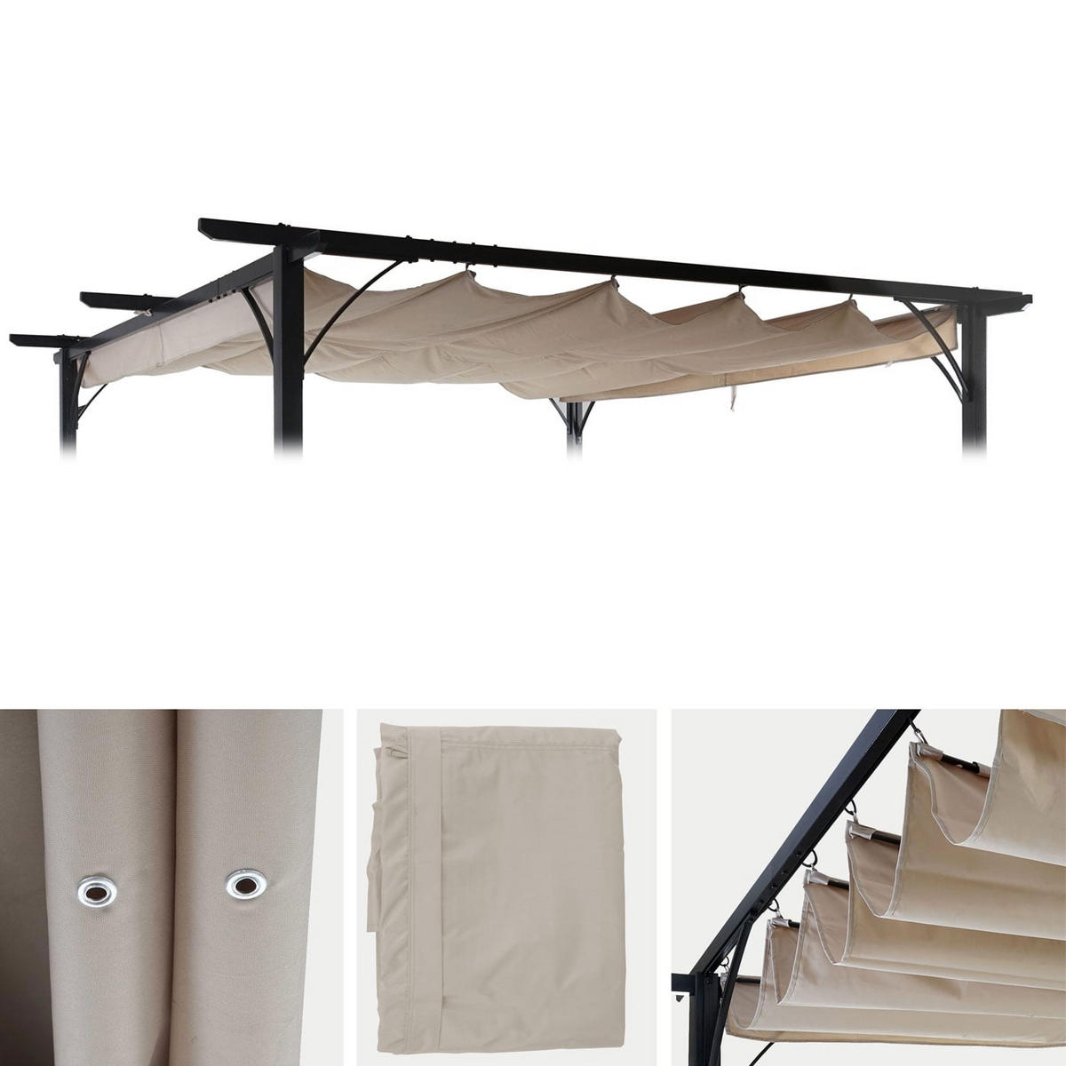 ERSATZDACH 320x250cm für Pergola 3x3m Creme - Creme, Textil (320/1/250cm) - BERLINLODGE