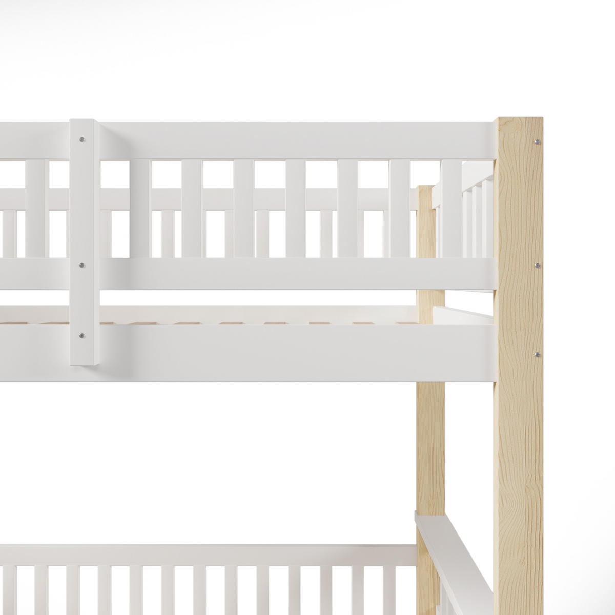 BETT Etagenbett Weiß + Natur 90x200/140x200 cm - Naturfarben, Holz (90/200cm) - ComfortXL