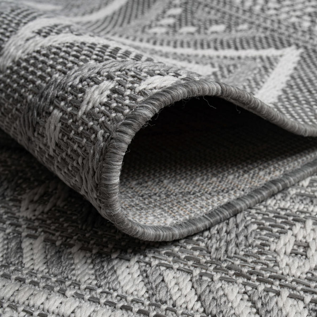 FLACHWEBTEPPICH, mit Rautenmuster, aus Polypropylen, Grau, 120 x 160 cm - Grau, Textil (120/160cm) - KADIMA DESIGN