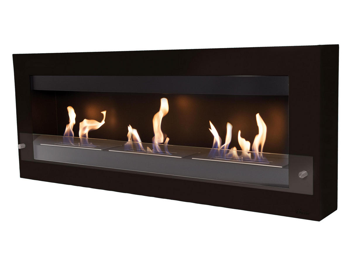 BIOETHANOL-KAMIN Schwarz Wandmodell inklusive 3.6 L Brennblock - Schwarz, Metall (136/54/21cm) - Purline